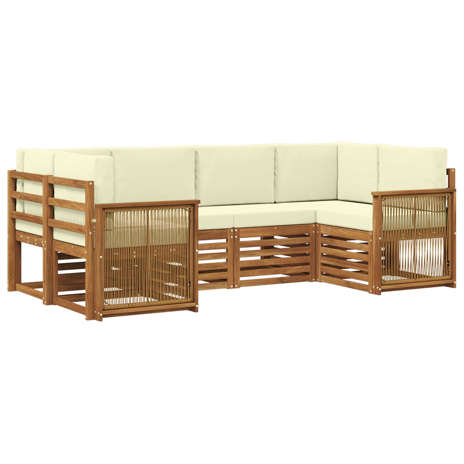 Ecksofa Set mit Kissen 5 pcs Natur und Creme