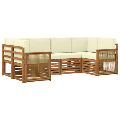 Outdoor-Sofagarnitur 5 stk. Natur und Creme
