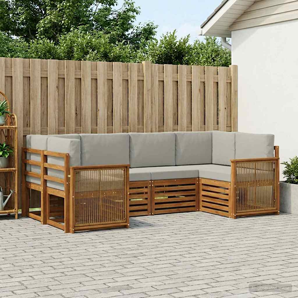 Ecksofa Set mit Kissen 5 pcs Natürlich und Hellgrau
