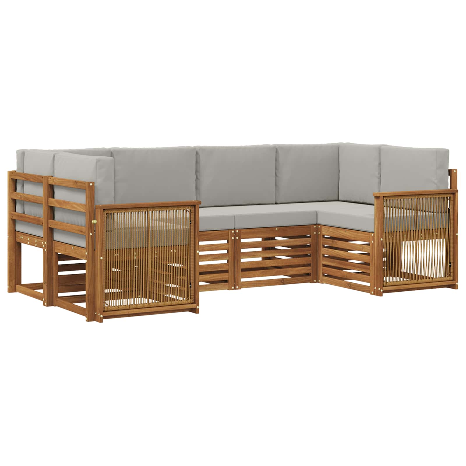 Ecksofa Set mit Kissen 5 pcs Natürlich und Hellgrau