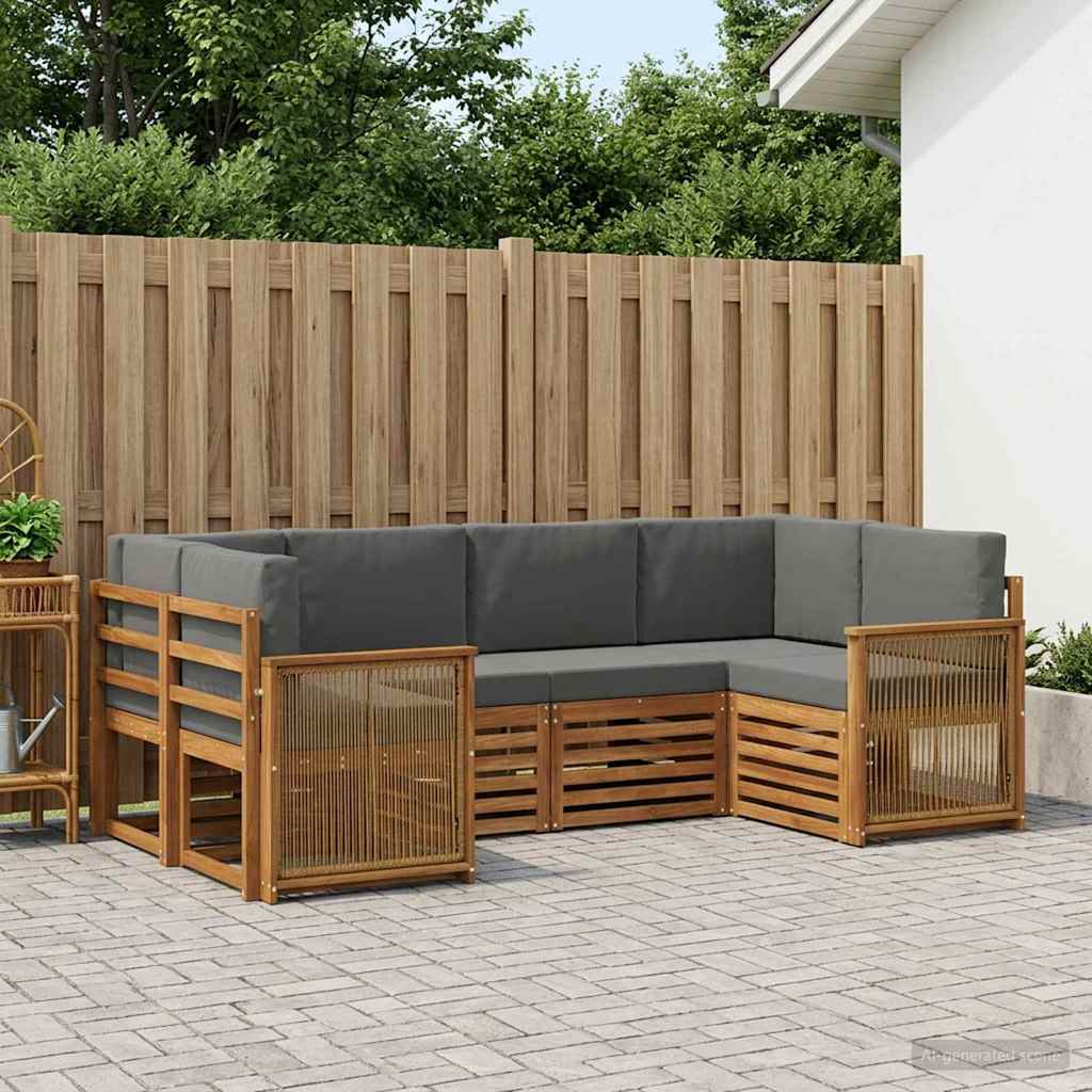 Ecksofa Set mit Kissen 5 pcs Natur und Anthrazit