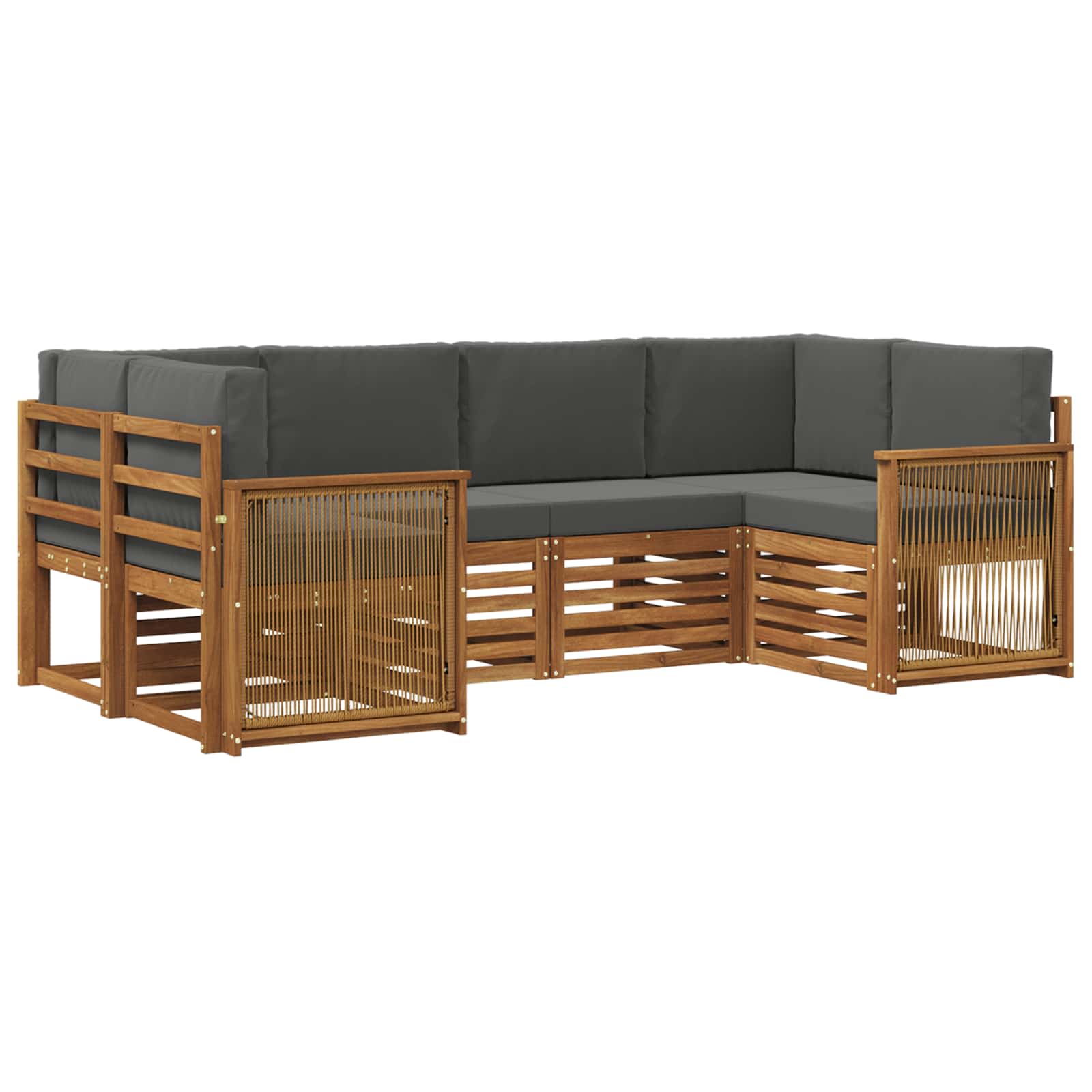 Ecksofa Set mit Kissen 5 pcs Natur und Anthrazit