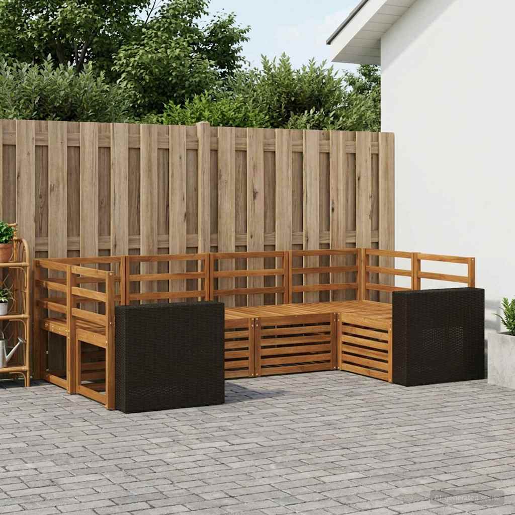 Ecksofa Set 6 pcs Natur Massivholz Akazie