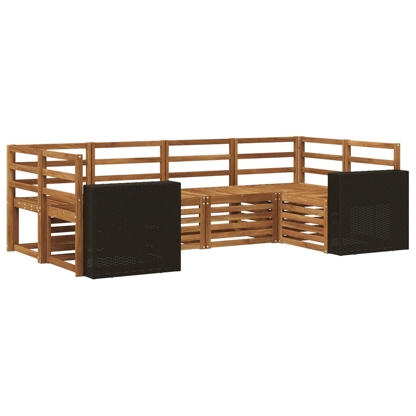 Ecksofa Set 6 pcs Natur Massivholz Akazie