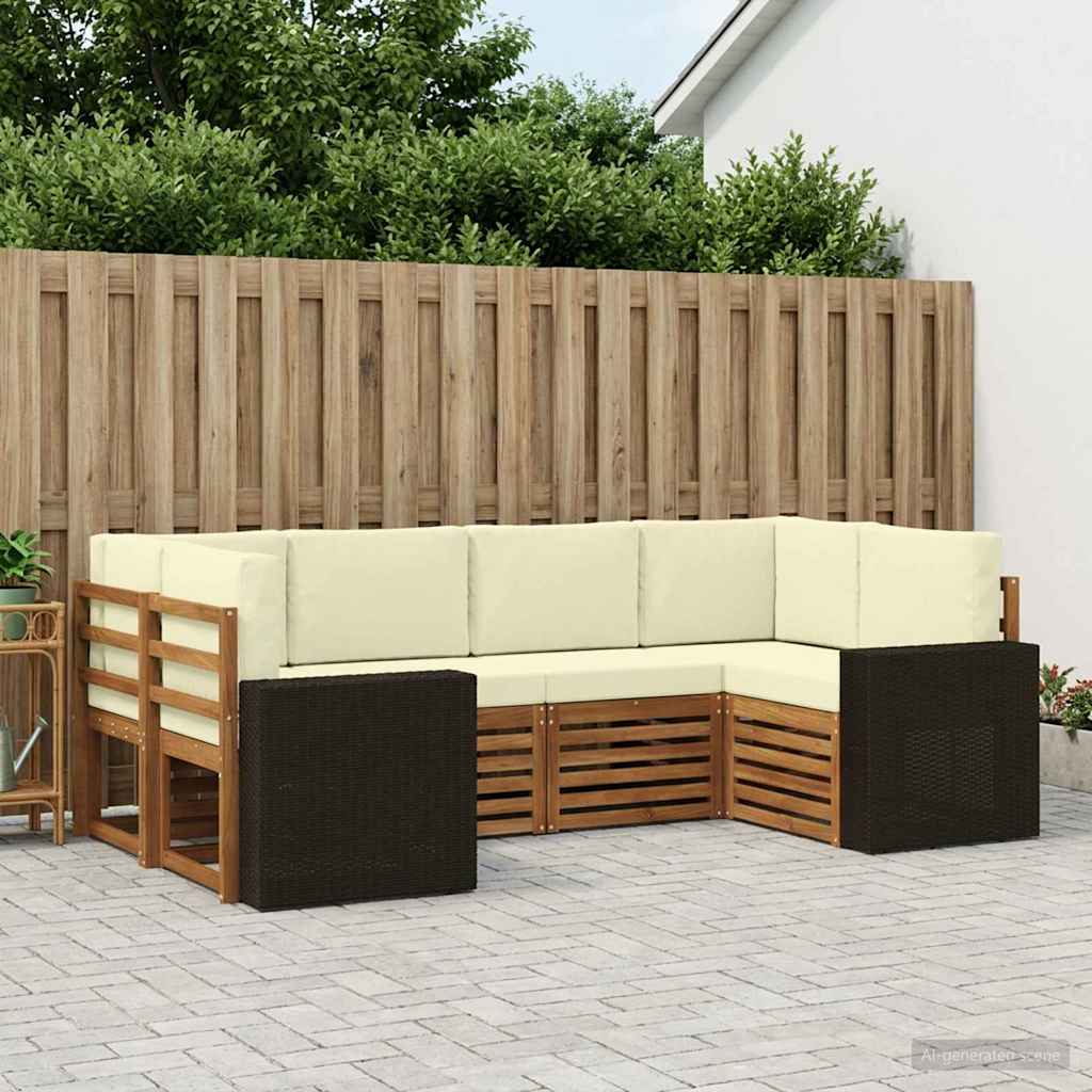 Ecksofa Set mit Kissen 6 pcs Natur und Creme Polyester