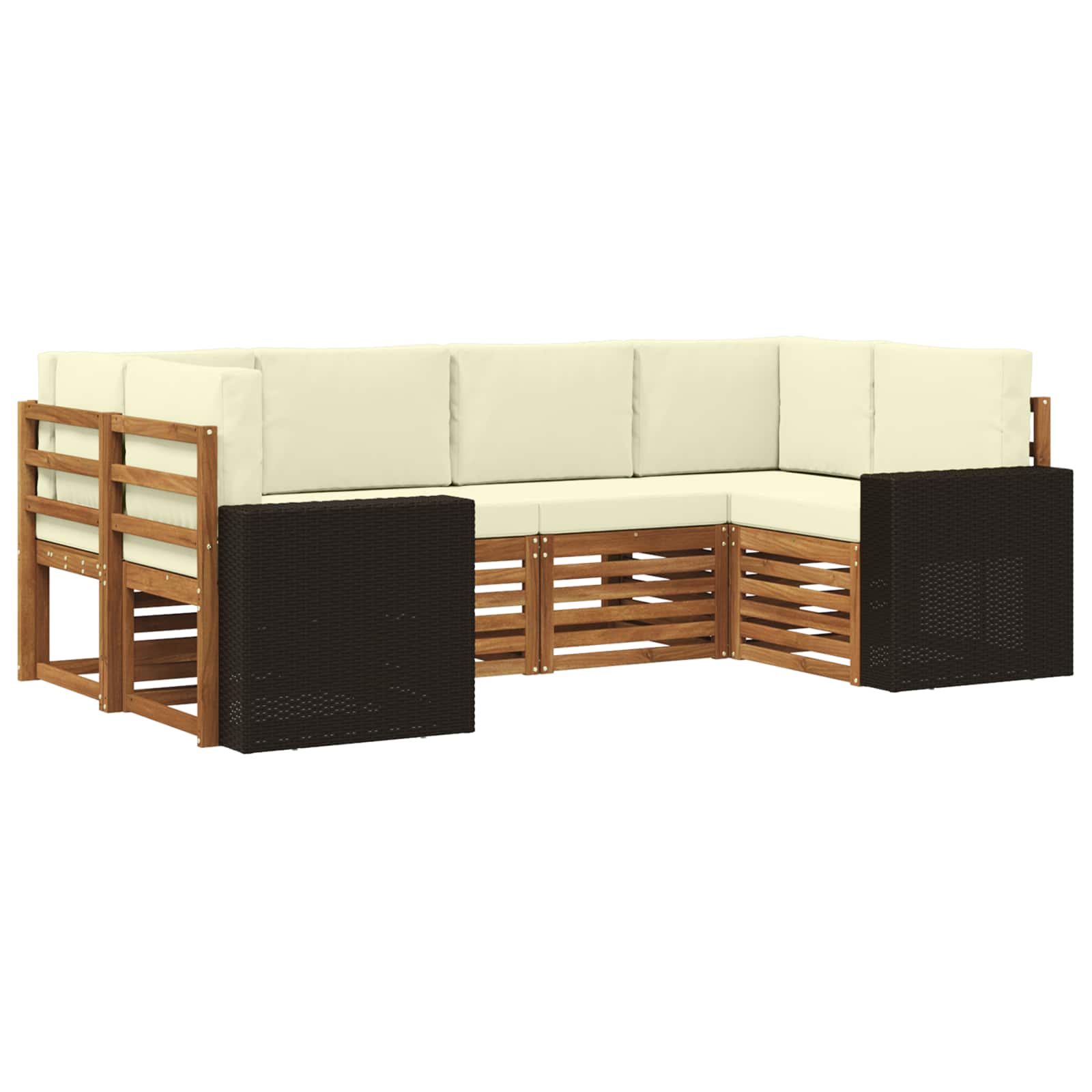 Ecksofa Set mit Kissen 6 pcs Natur und Creme Polyester