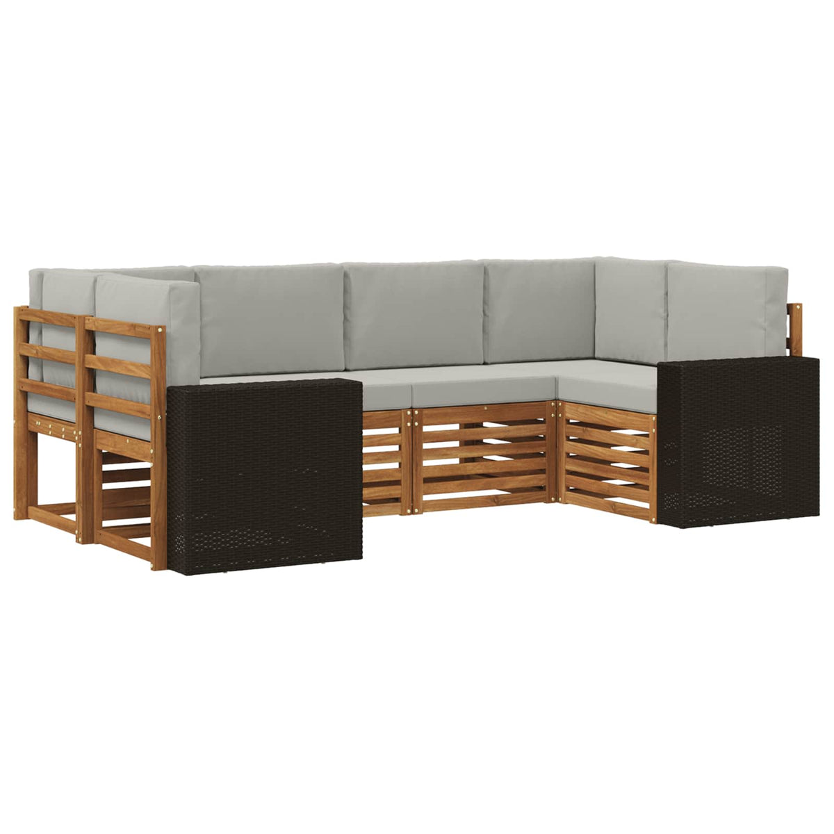 Outdoor-Sofagarnitur 6 stk. Natürlich und Hellgrau Polyester