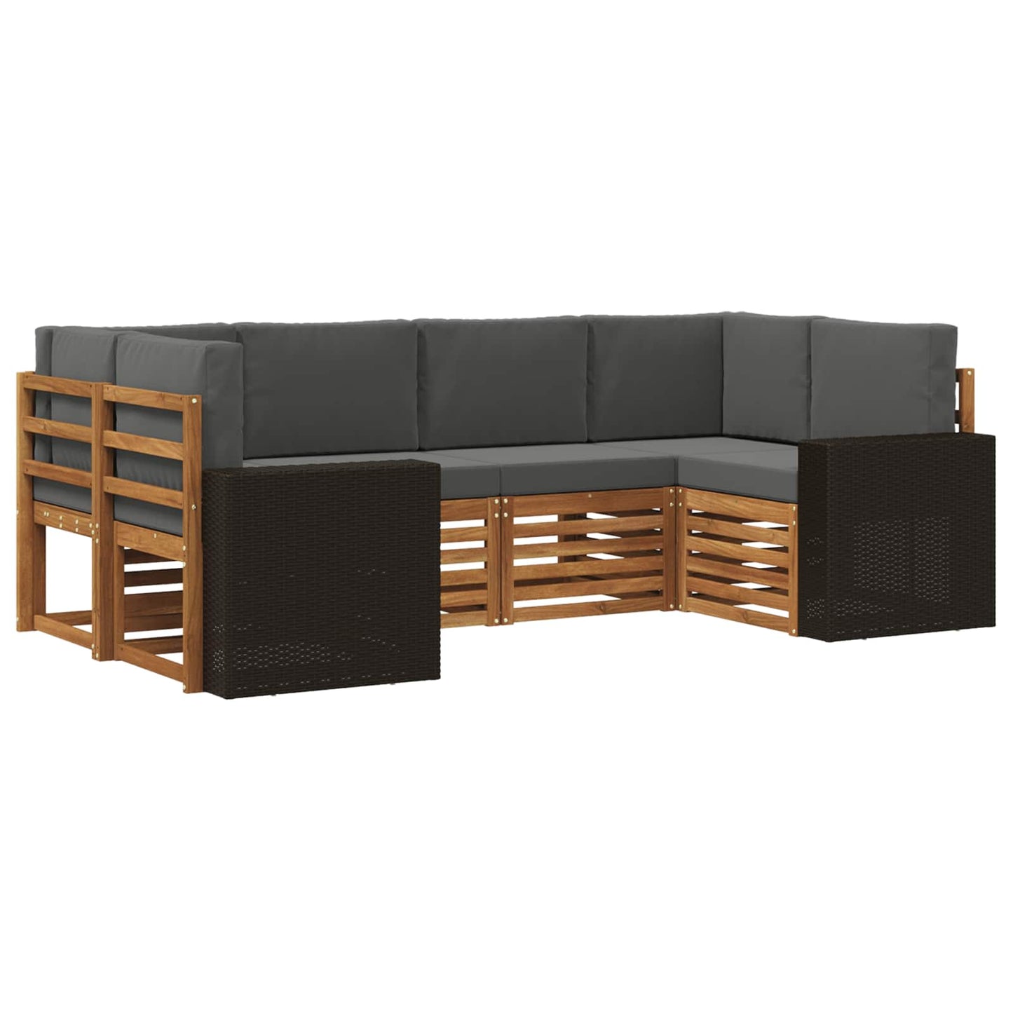 Ecksofa Set mit Kissen 6 pcs Natur und Anthrazit Polyester