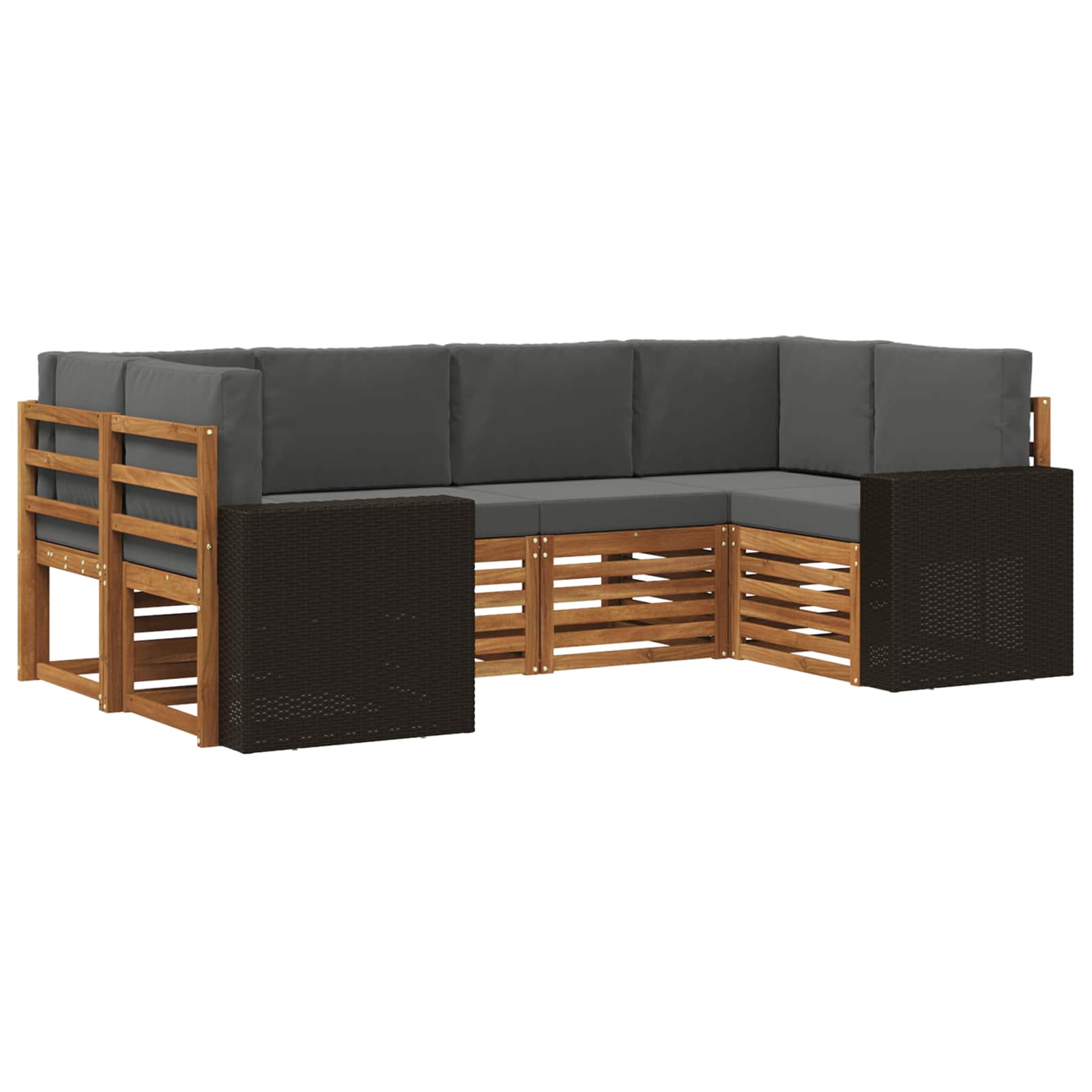 Ecksofa Set mit Kissen 6 pcs Natur und Anthrazit Polyester