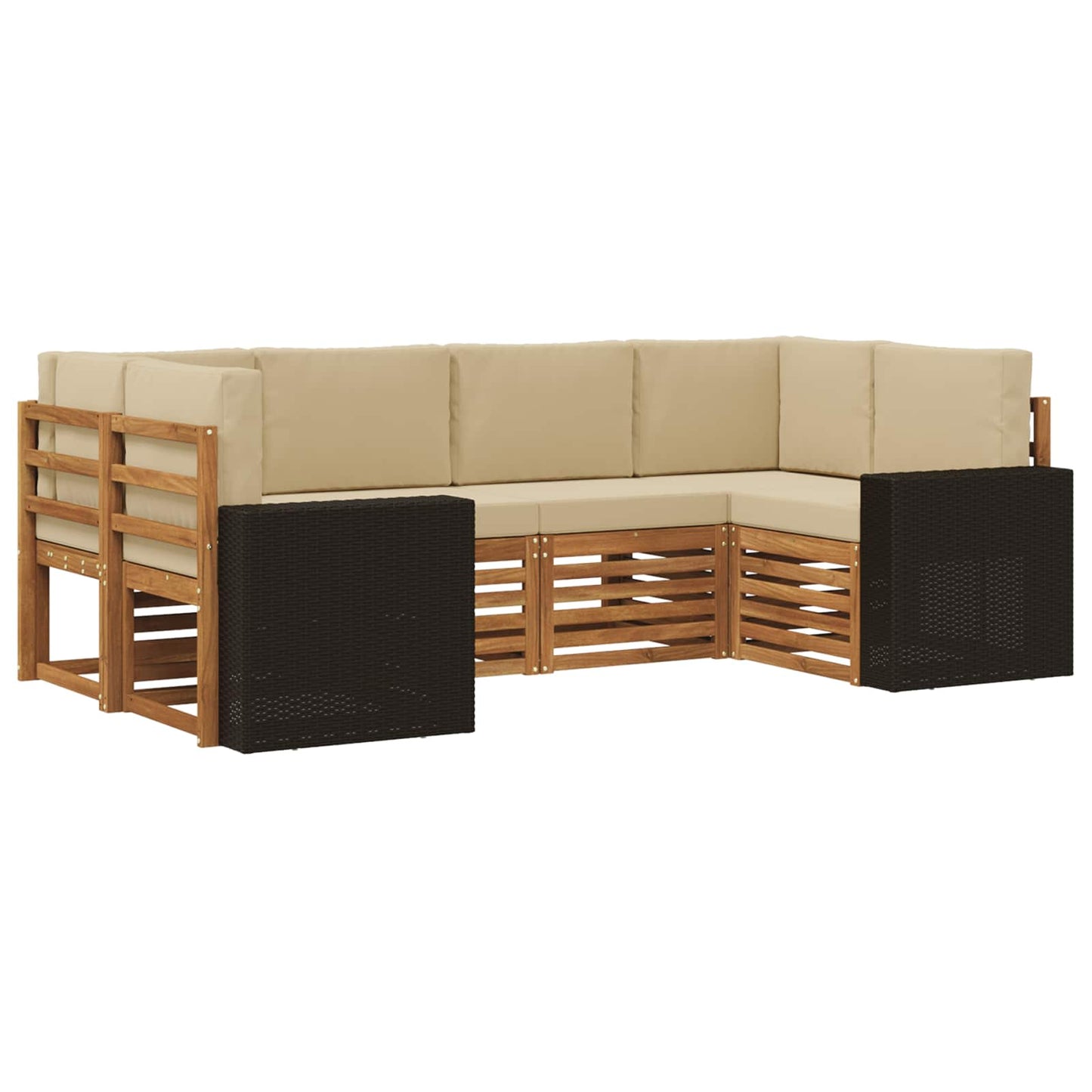 Outdoor-Sofagarnitur 6 stk. Natur und Beige Polyester