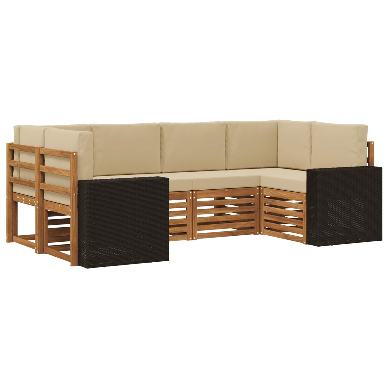 Outdoor-Sofagarnitur 6 stk. Natur und Beige Polyester