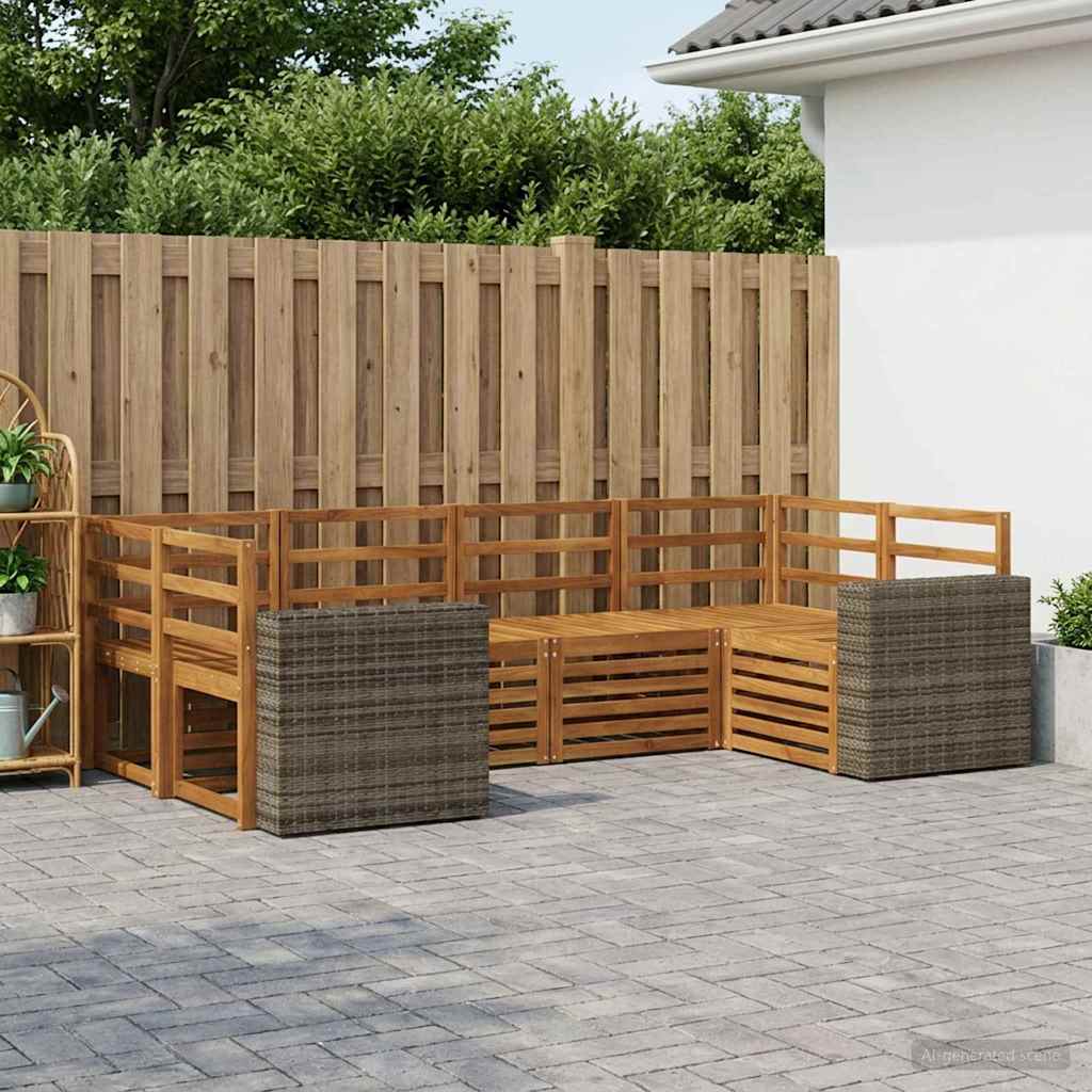 Ecksofa Set 6 pcs Natur Massivholz Akazie