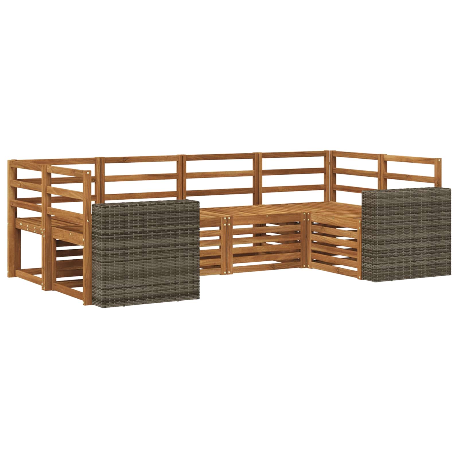 Ecksofa Set 6 pcs Natur Massivholz Akazie