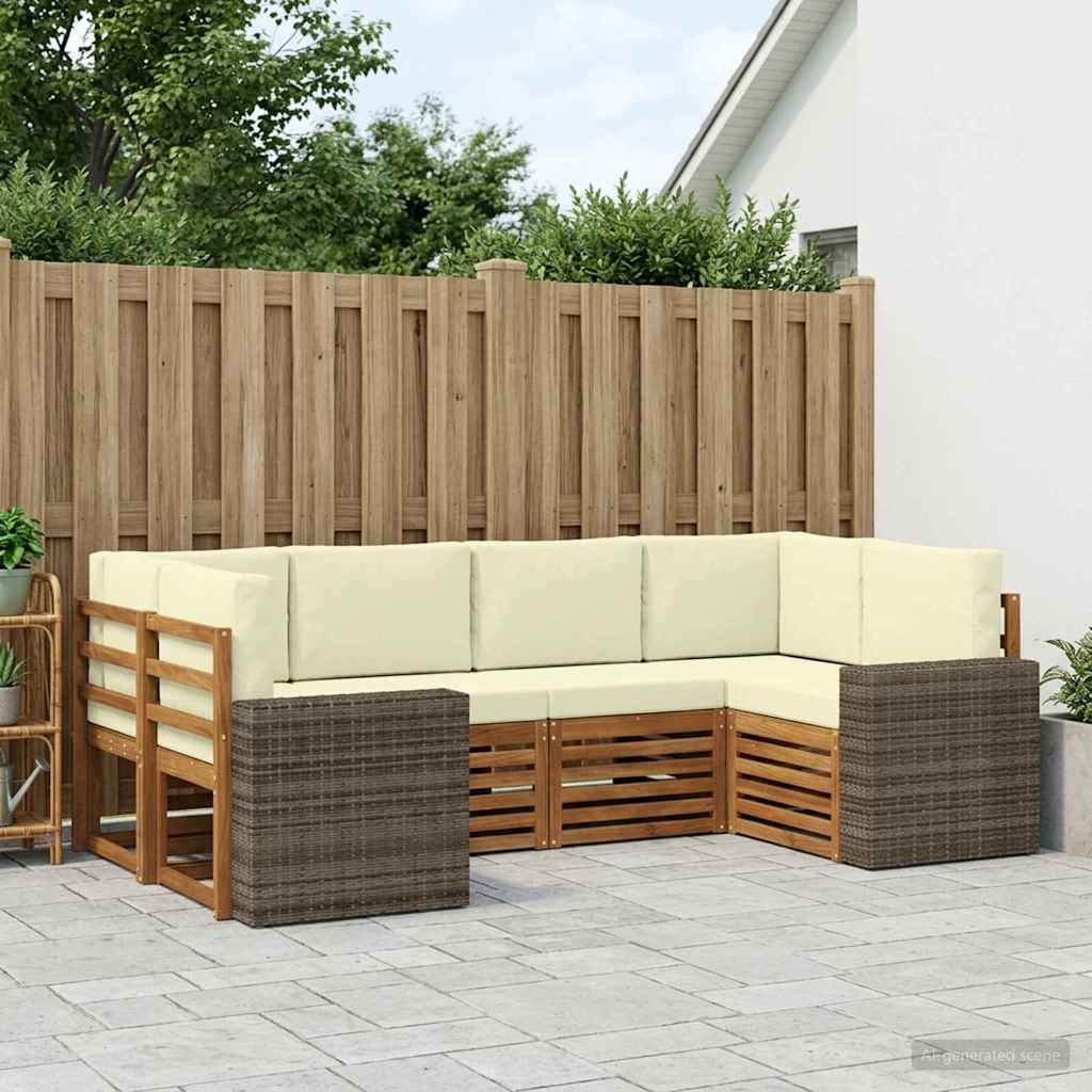 Ecksofa Set mit Kissen 6 pcs Natur und Creme Polyester