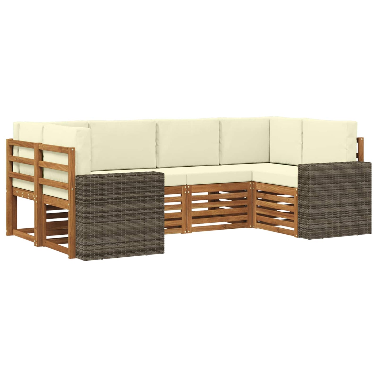 Ecksofa Set mit Kissen 6 pcs Natur und Creme Polyester