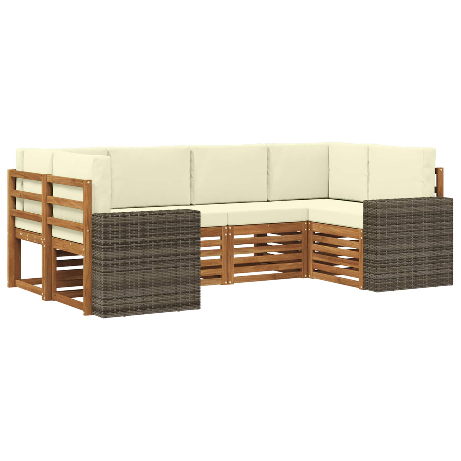 Ecksofa Set mit Kissen 6 pcs Natur und Creme Polyester