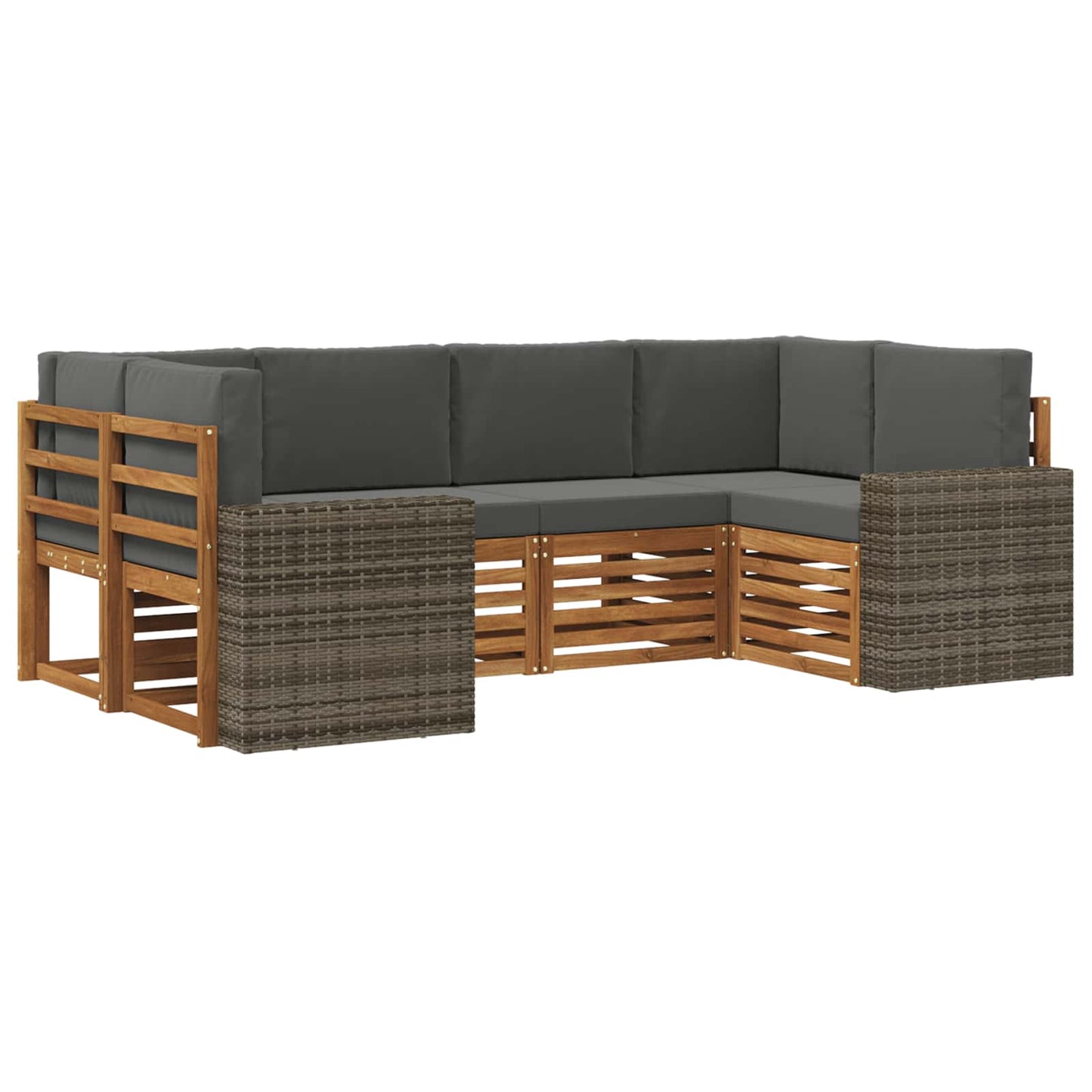 Ecksofa Set mit Kissen 6 pcs Natur und Anthrazit Polyester