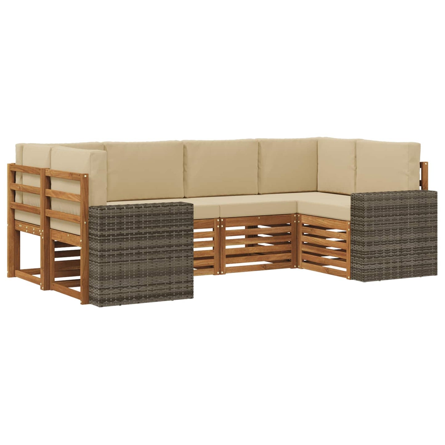 Outdoor-Sofagarnitur 6 stk. Natur und Beige Polyester