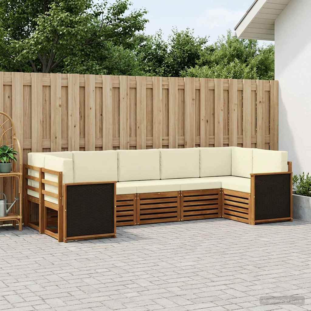 Ecksofa Set mit Kissen 6 pcs Natur und Creme