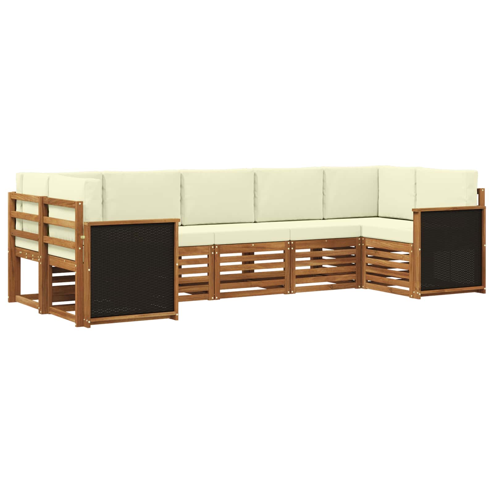 Ecksofa Set mit Kissen 6 pcs Natur und Creme