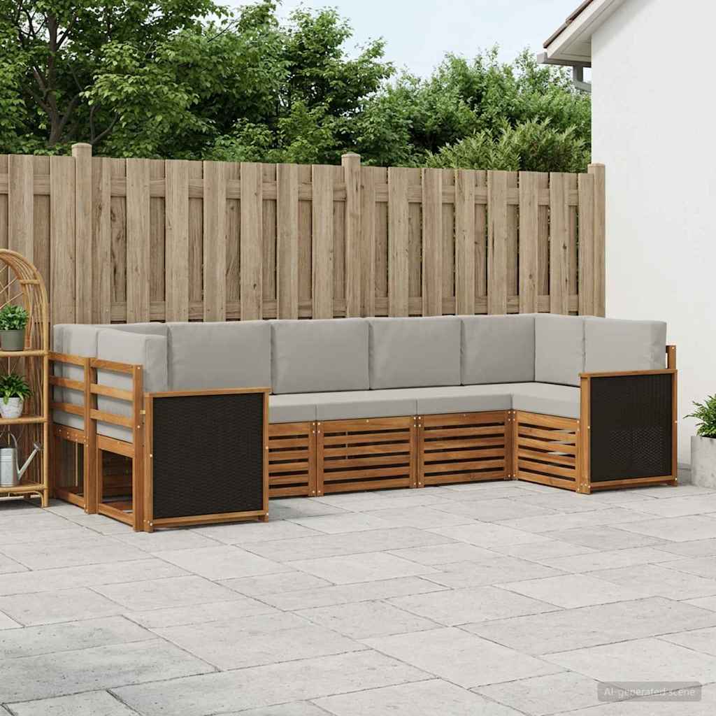 Ecksofa Set mit Kissen 6 pcs Natürlich und Hellgrau