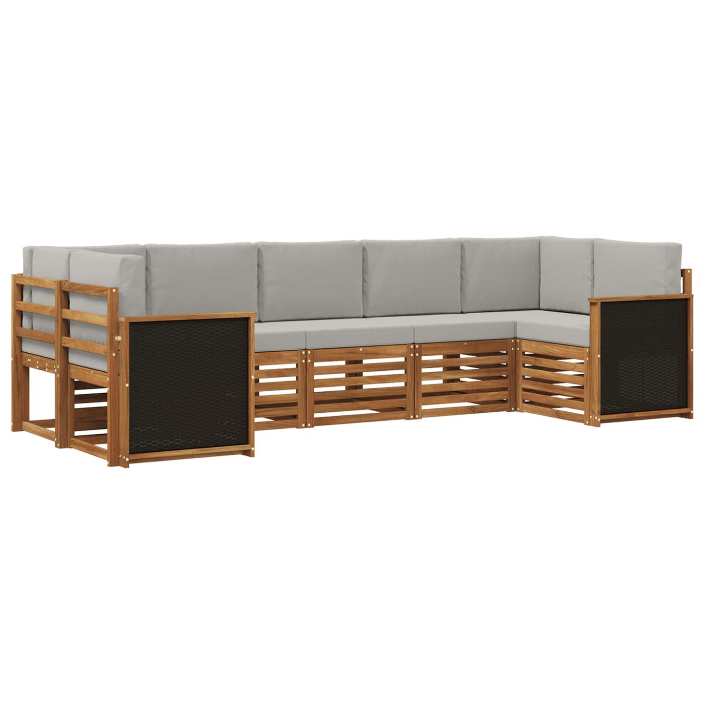 Ecksofa Set mit Kissen 6 pcs Natürlich und Hellgrau