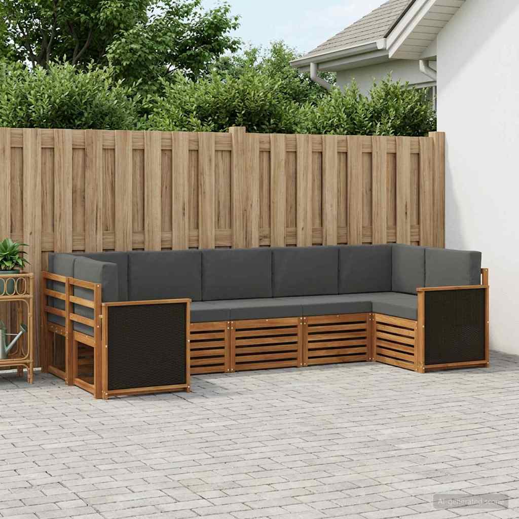 Outdoor-Sofagarnitur 6 stk. Natur und Anthrazit