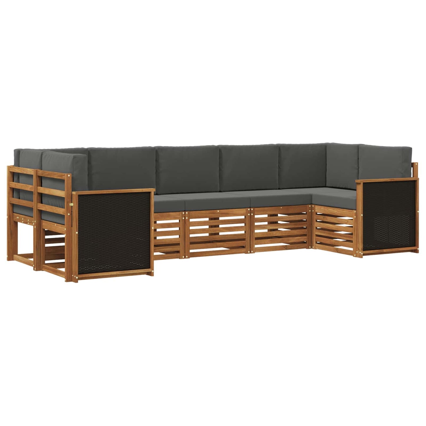 Outdoor-Sofagarnitur 6 stk. Natur und Anthrazit