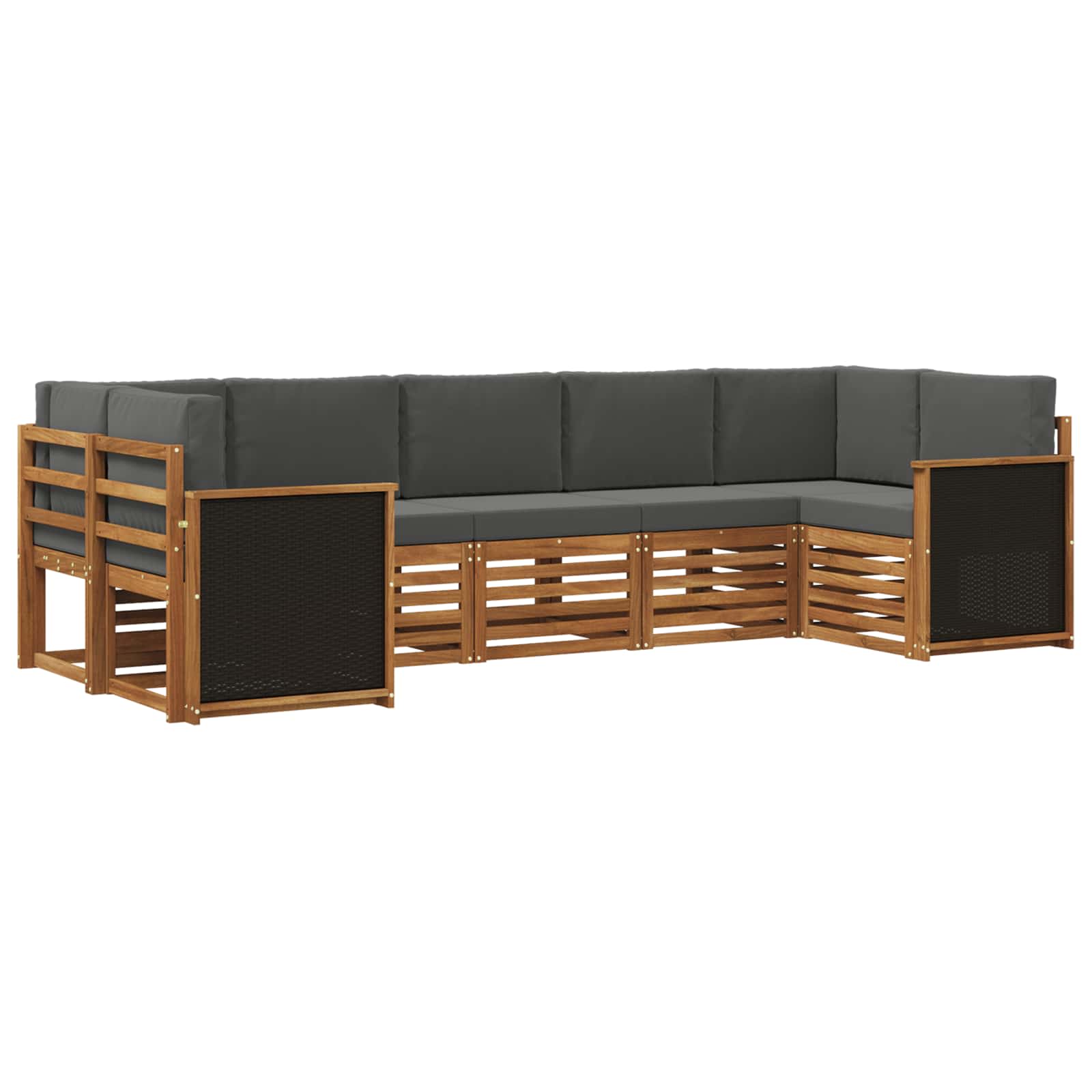 Outdoor-Sofagarnitur 6 stk. Natur und Anthrazit