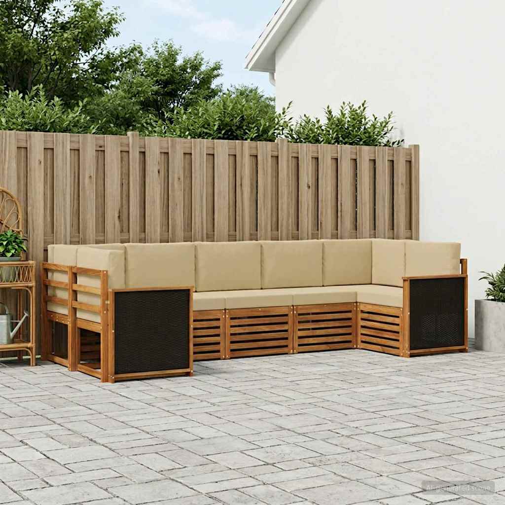 Outdoor-Sofagarnitur 6 stk. Natur
