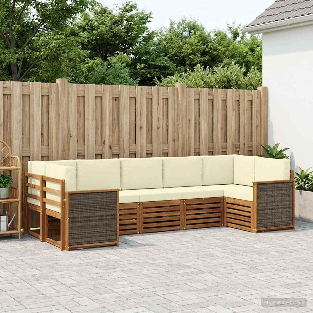 Ecksofa Set mit Kissen 6 pcs Natur und Creme