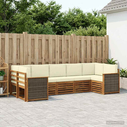 Outdoor-Sofagarnitur 6 stk. Natur und Creme