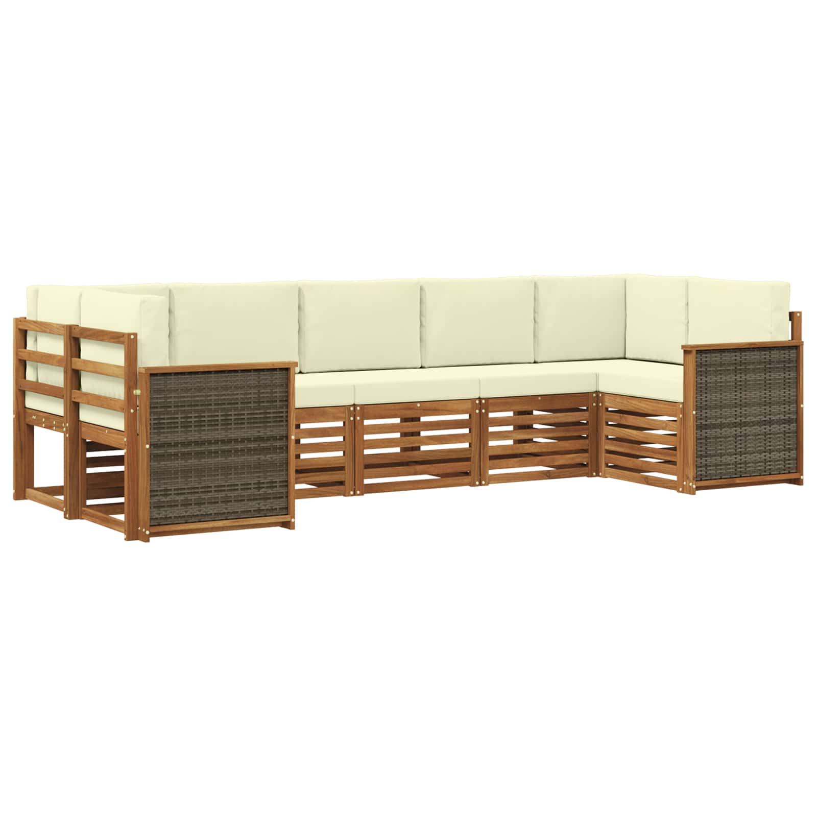 Ecksofa Set mit Kissen 6 pcs Natur und Creme