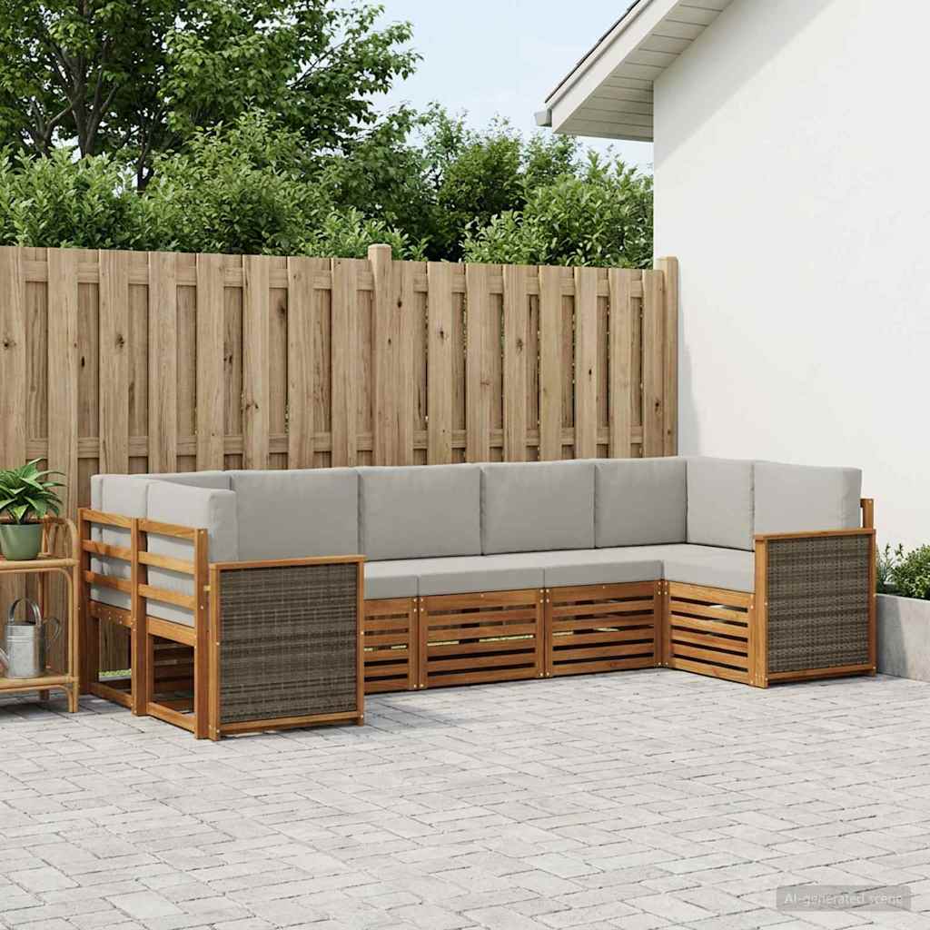 Ecksofa Set mit Kissen 6 pcs Natürlich und Hellgrau