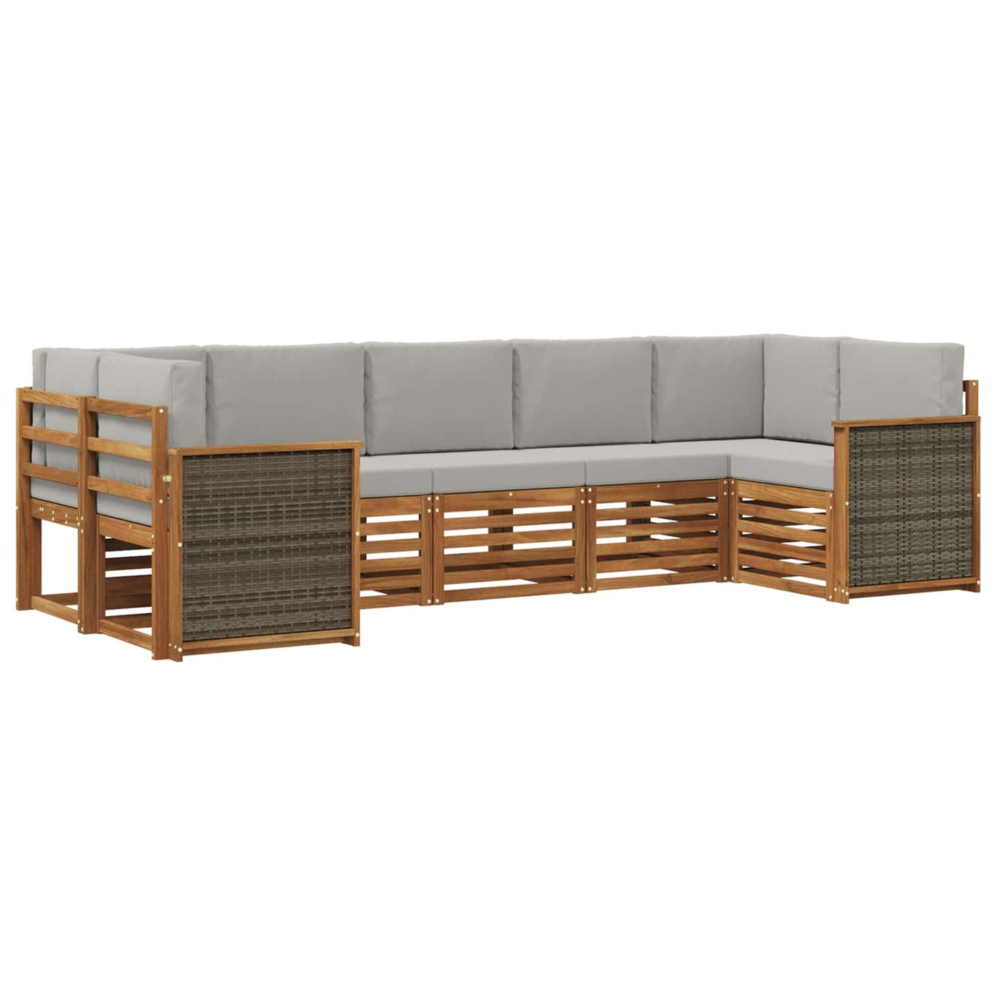 Ecksofa Set mit Kissen 6 pcs Natürlich und Hellgrau