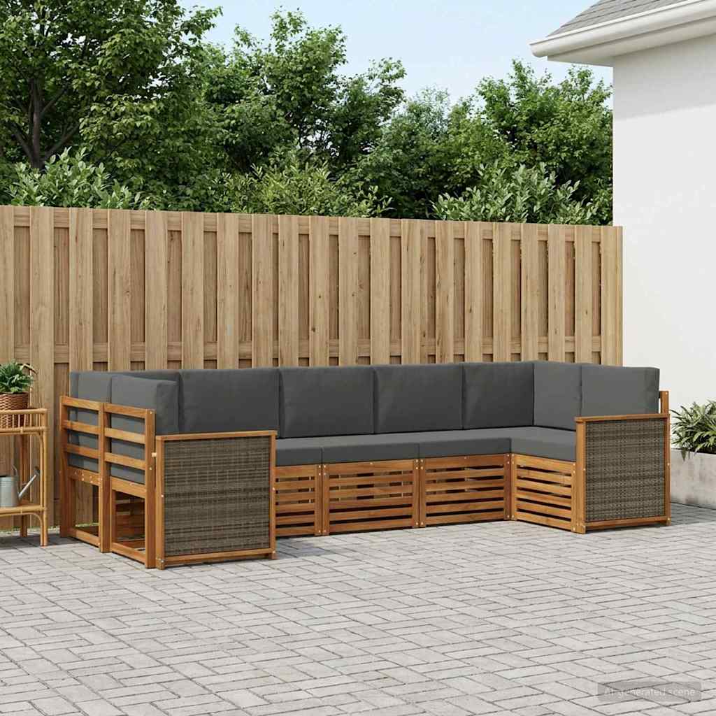 Outdoor-Sofagarnitur 6 stk. Natur und Anthrazit