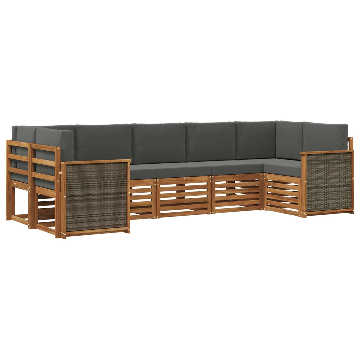 Outdoor-Sofagarnitur 6 stk. Natur und Anthrazit