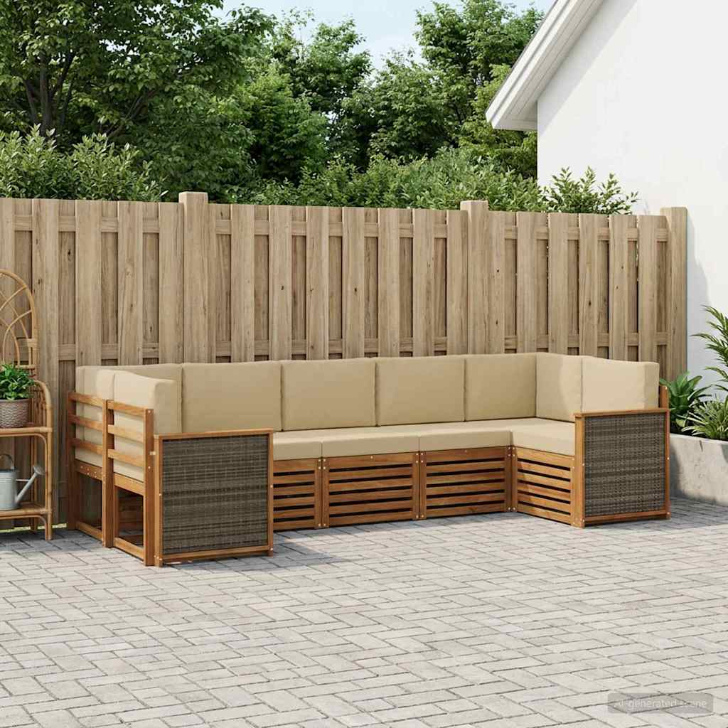 Outdoor-Sofagarnitur 6 stk. Natur