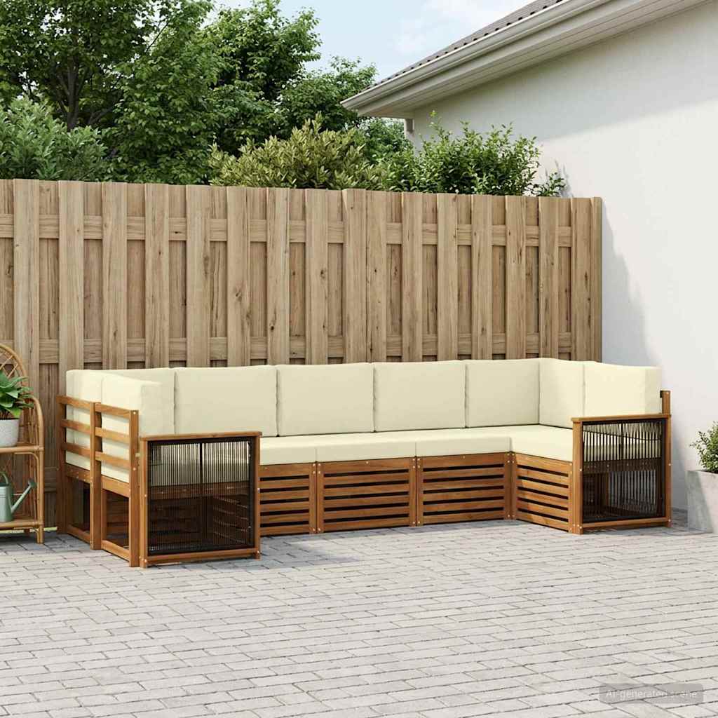 Ecksofa Set mit Kissen 6 pcs Natur und Creme