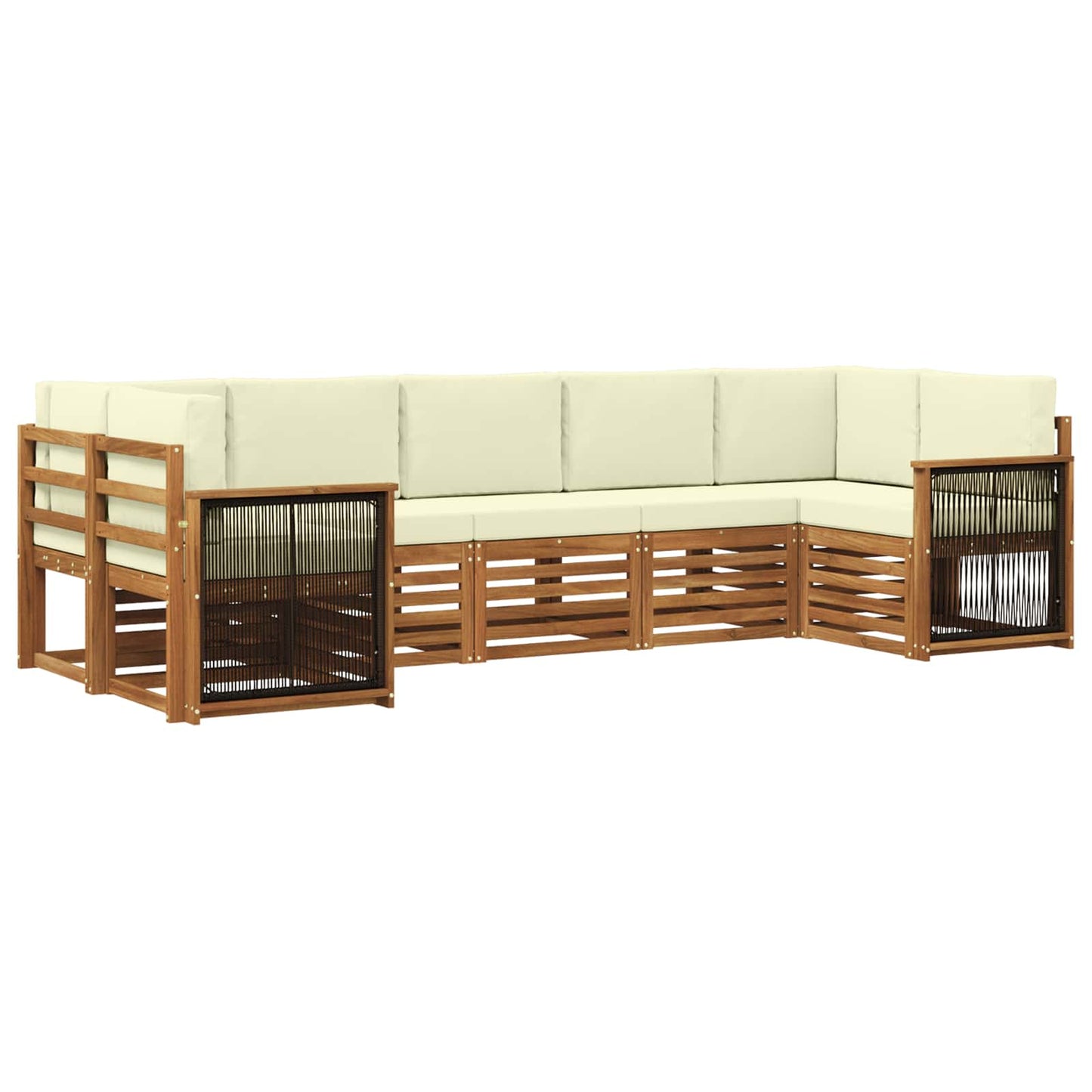 Ecksofa Set mit Kissen 6 pcs Natur und Creme