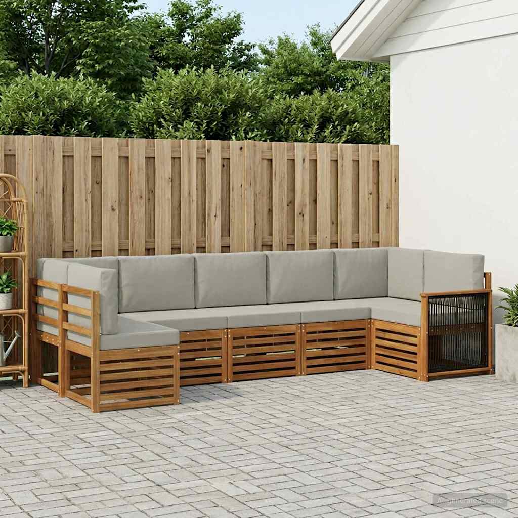 Ecksofa Set mit Kissen 6 pcs Natürlich und Hellgrau