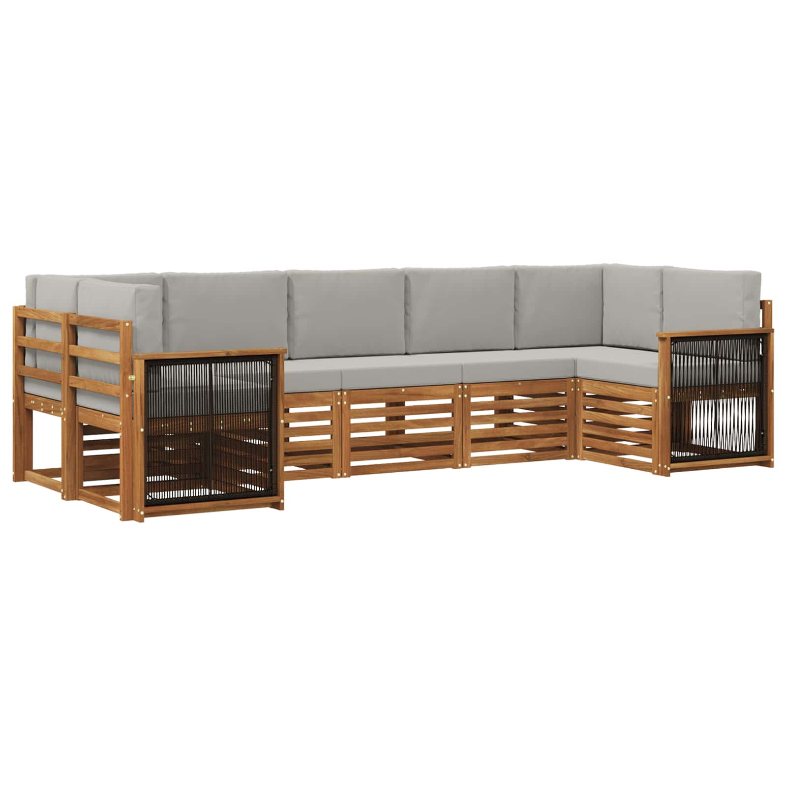 Ecksofa Set mit Kissen 6 pcs Natürlich und Hellgrau