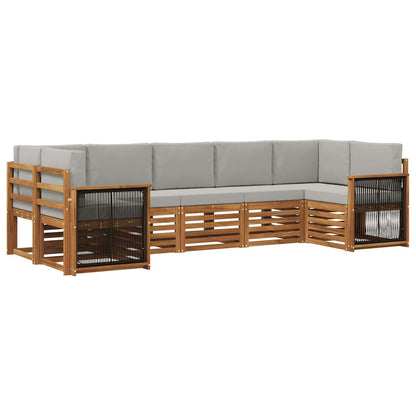Outdoor-Sofagarnitur 6 stk. Natur und Hellgrau