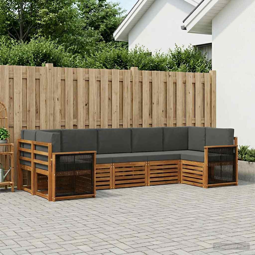 Ecksofa Set mit Kissen 6 pcs Natur und Anthrazit