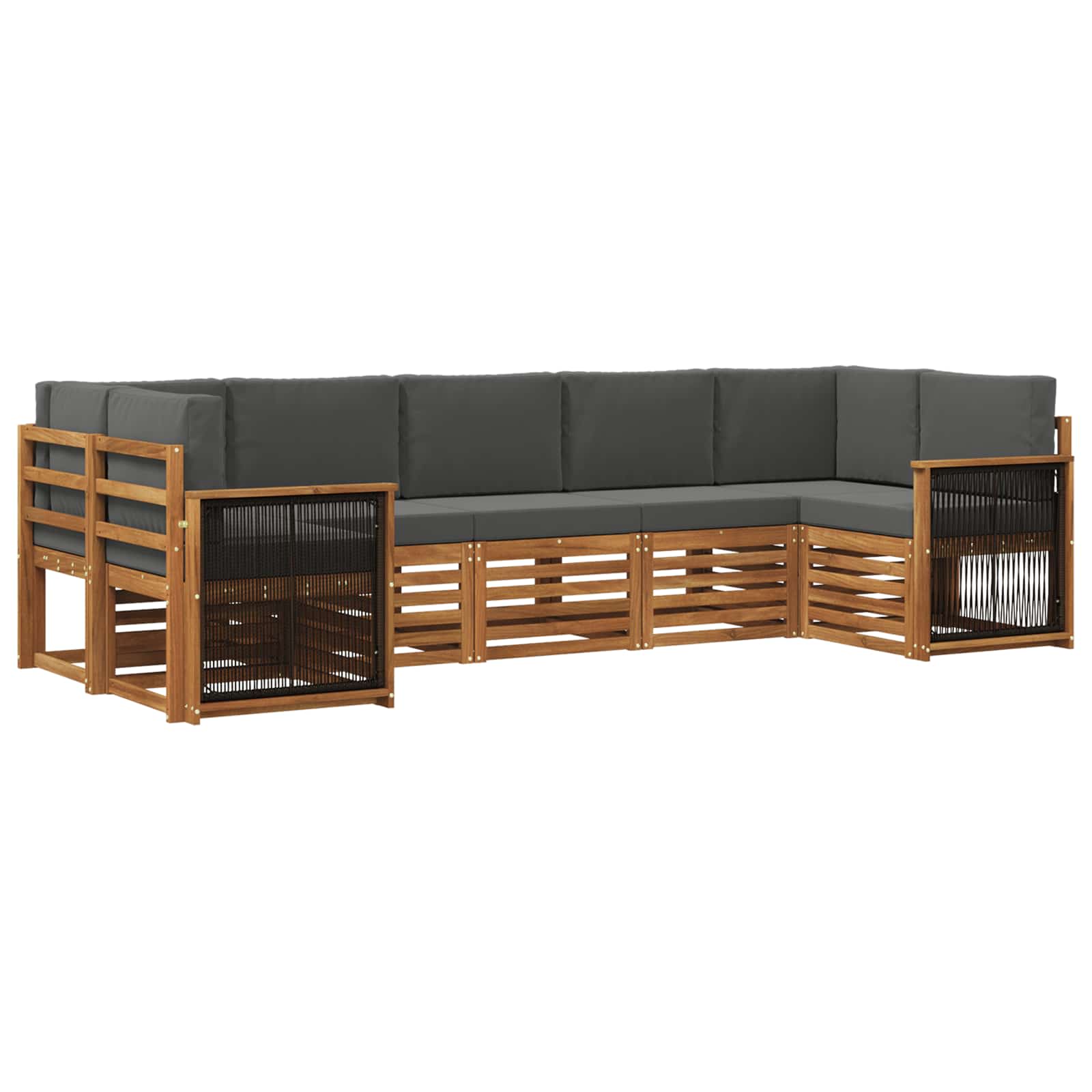Ecksofa Set mit Kissen 6 pcs Natur und Anthrazit