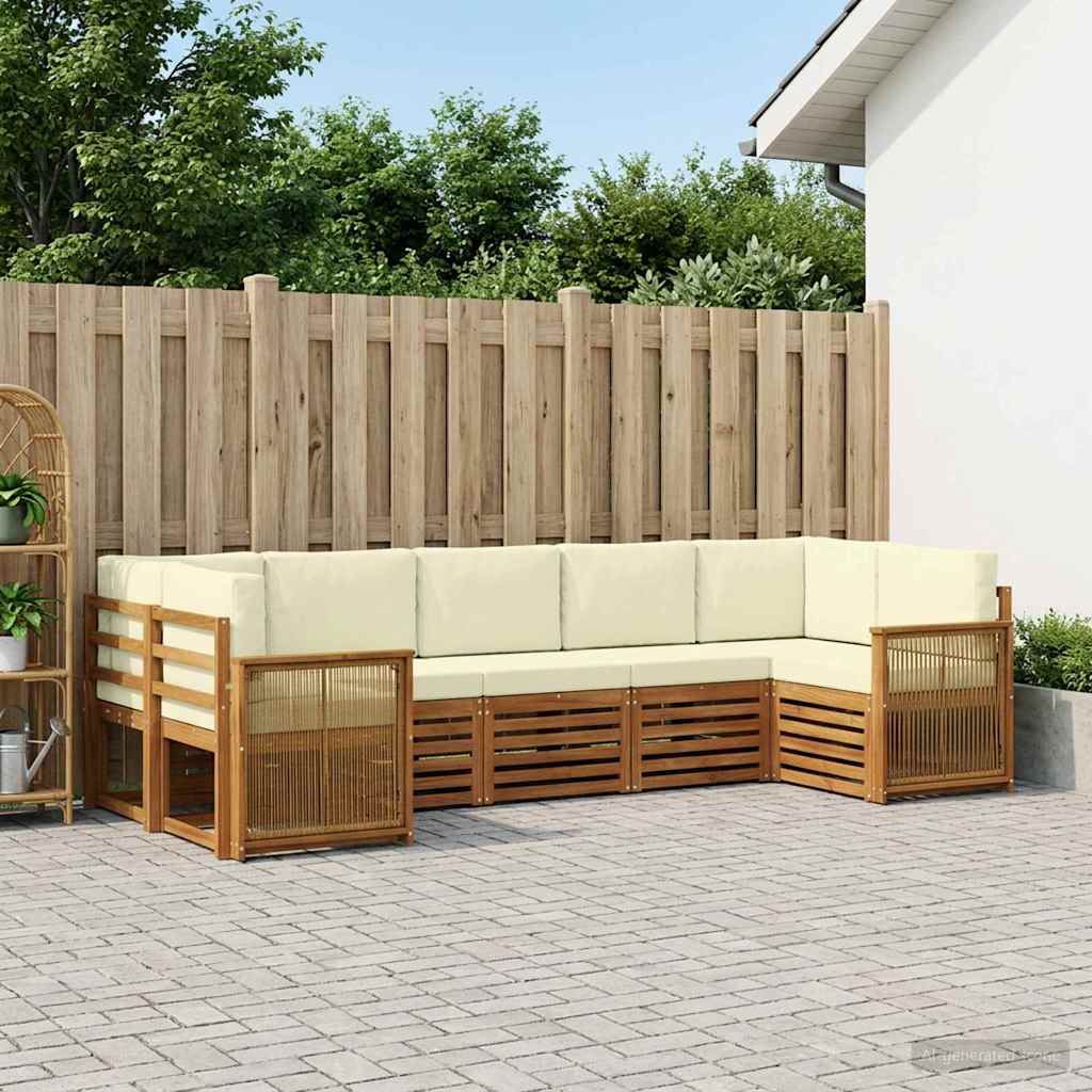 Ecksofa Set mit Kissen 6 pcs Natur und Creme
