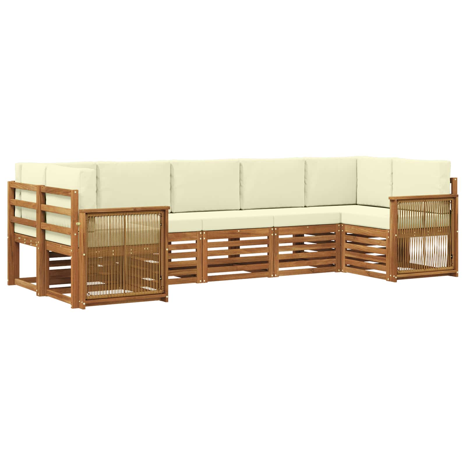 Ecksofa Set mit Kissen 6 pcs Natur und Creme