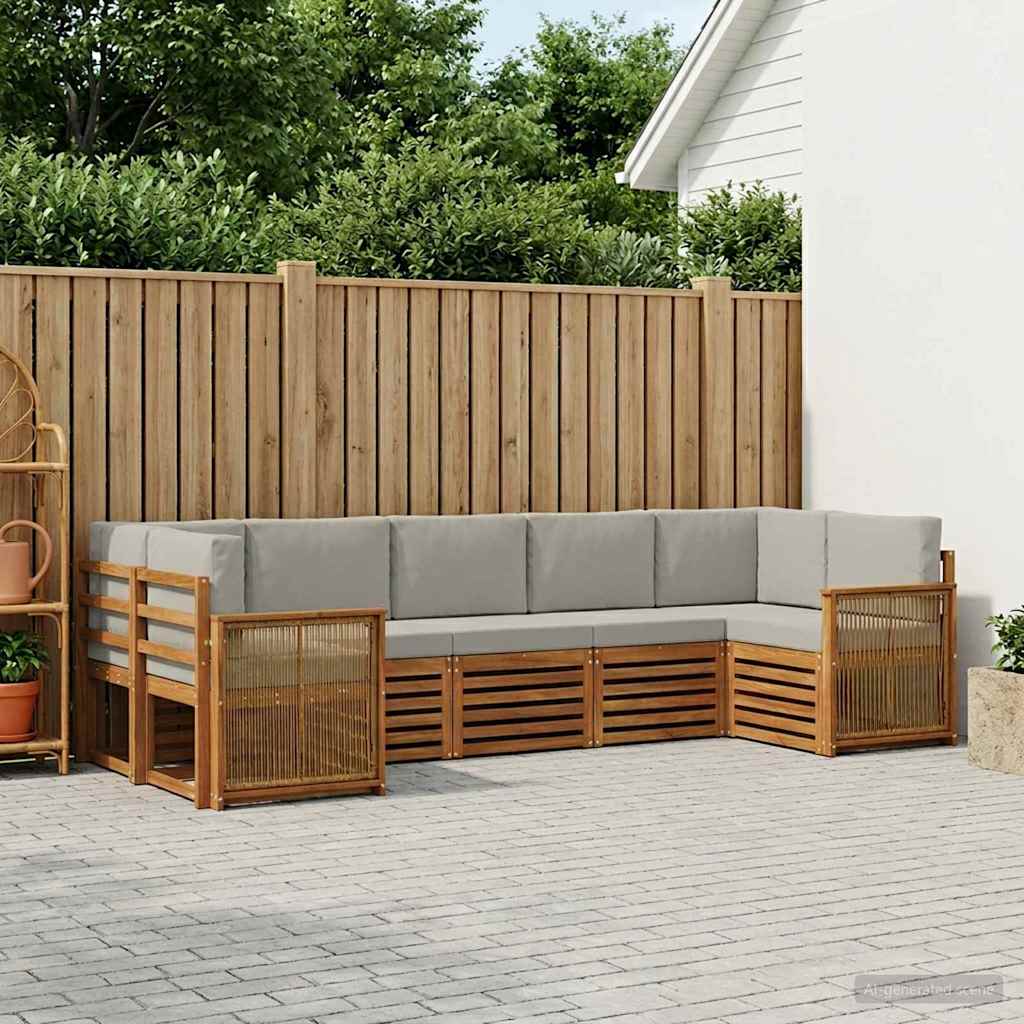 Ecksofa Set mit Kissen 6 pcs Natürlich und Hellgrau
