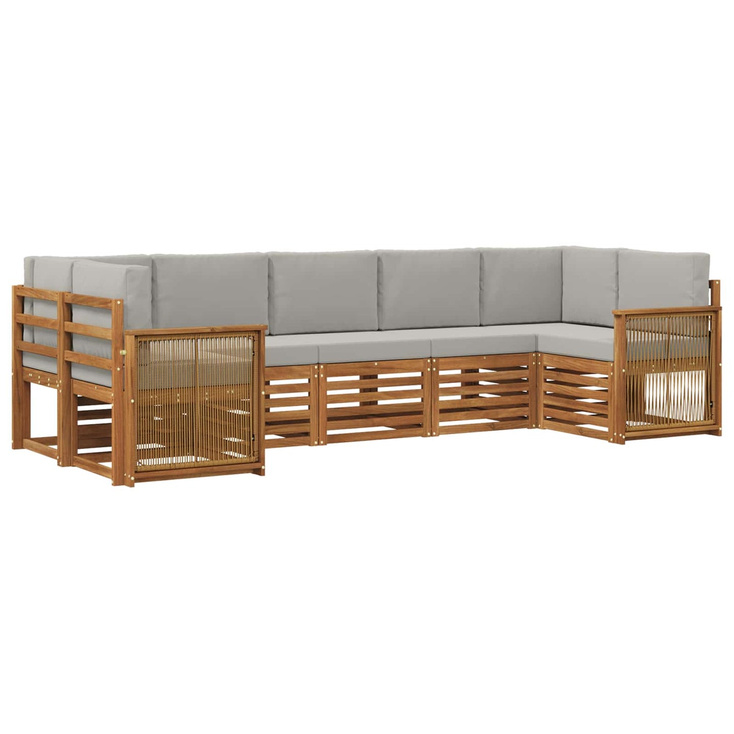 Ecksofa Set mit Kissen 6 pcs Natürlich und Hellgrau