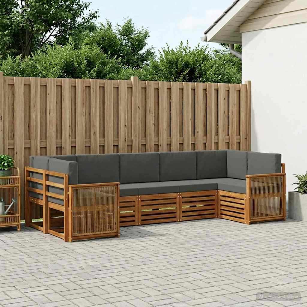 Outdoor-Sofagarnitur 6 stk. Natur und Anthrazit